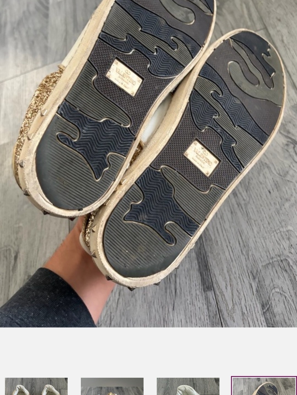 Valentino Garavani Glitter Low-Top Sneakers - Gold - Picture 7 of 11